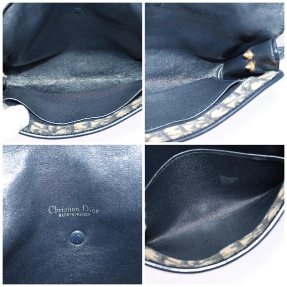 Christian Dior Trotter Canvas Shoulder Bag Navy Gold Auth 123224 - Picture 15 of 16